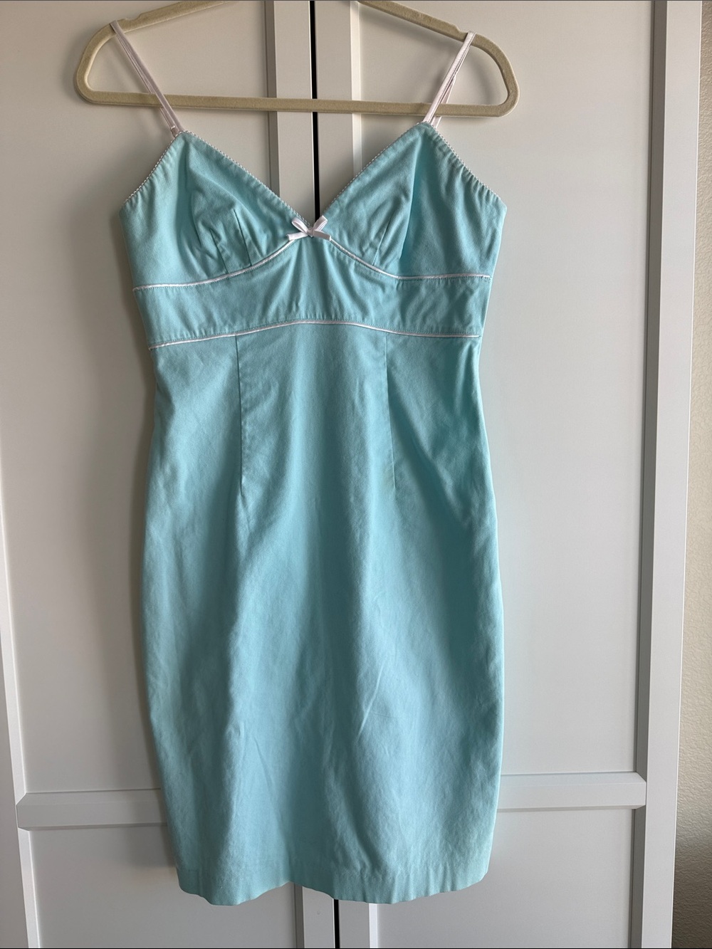 Express Aqua Slip Dress with Bow Accent